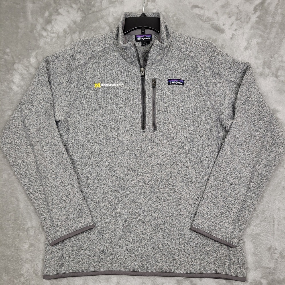 Patagonia Better Sweater Mens M Gray Heather 1/4 Zip Fleece Pullover Casual Logo